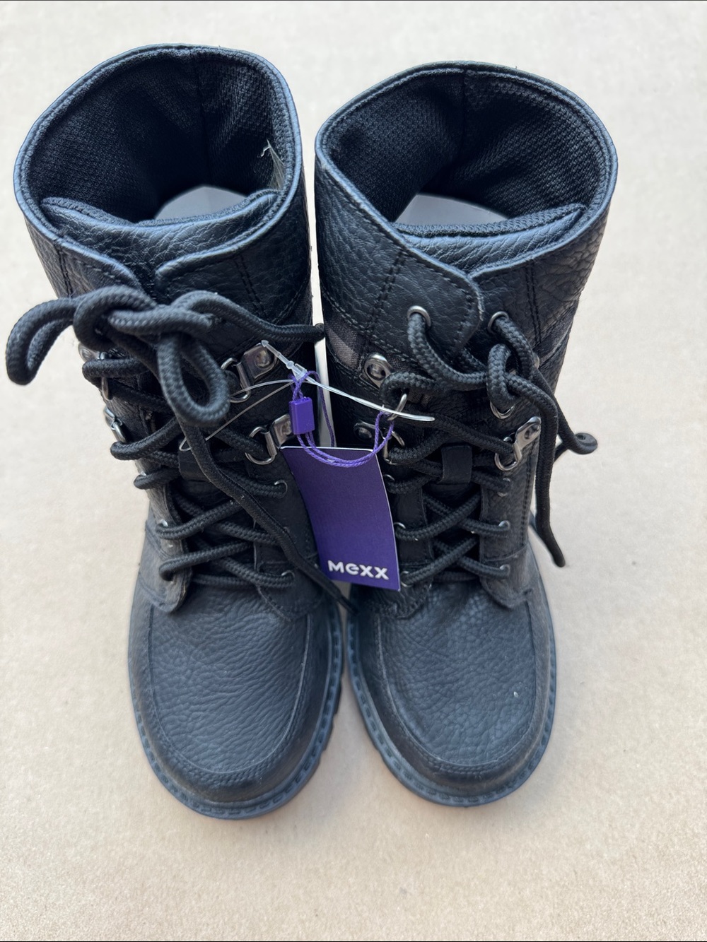 Mexx Kids Black Lace-Up Combat Boots Boys sz13